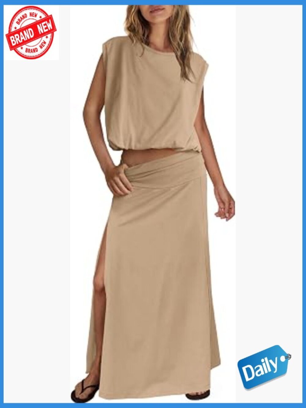 Sleeveless Skirt Set 2 Piece Travel Outfit Maxi Dress Vacation Clothes